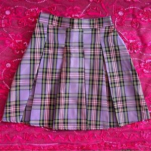 ROMWE - Women's Purple/Pink Plaid Pleated Schoolgirl Skirt - Sz M